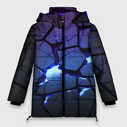 Женская зимняя куртка Неоновые трещины - голубая лава