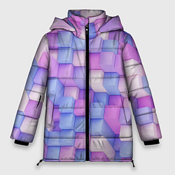 Куртка зимняя женская Абстрактный кубический паттерн, цвет: 3D-светло-серый