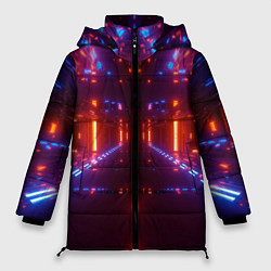 Женская зимняя куртка Неоновые разнообразные абстрактные лучи