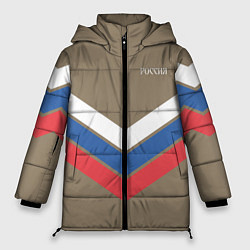 Куртка зимняя женская Триколор - три полосы на песочном, цвет: 3D-черный