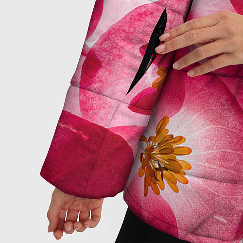 Женская зимняя куртка Цветы бегония текстура / 3D-Красный – фото 5