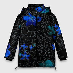 Куртка зимняя женская Неоновые цветы, цвет: 3D-светло-серый