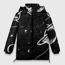 Куртка зимняя женская Черно-белый Сатурн, цвет: 3D-светло-серый