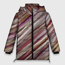 Женская зимняя куртка Полосы цвета с текстурой планеты