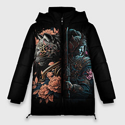 Женская зимняя куртка Самурай и тигр