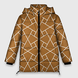 Женская зимняя куртка Абстрактный оранжевый фон и белые ломанные линии