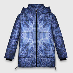Куртка зимняя женская Ледяные линии на синем цвете, цвет: 3D-красный