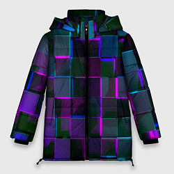 Женская зимняя куртка Неоновые линии и кубы