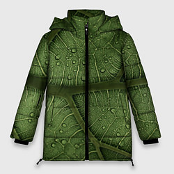 Куртка зимняя женская Текстура зелёной листы, цвет: 3D-красный