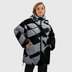 Куртка зимняя женская Карбоновые грани черные, цвет: 3D-красный — фото 2