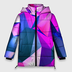 Женская зимняя куртка Neon blue polygons