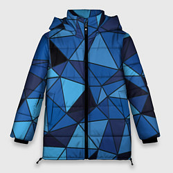 Женская зимняя куртка Синие треугольники, абстракт