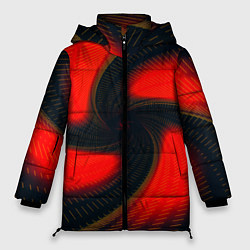Куртка зимняя женская Закрученный вихрь - узор красный, цвет: 3D-светло-серый