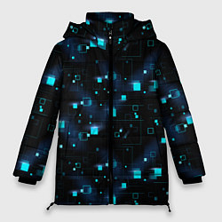 Куртка зимняя женская Светящиеся неоновые квадраты, цвет: 3D-черный