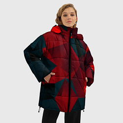 Куртка зимняя женская Битва кубов красный и черный, цвет: 3D-черный — фото 2
