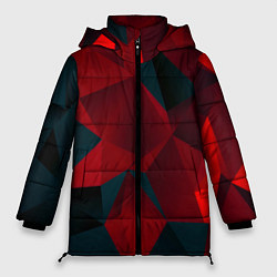 Женская зимняя куртка Битва кубов красный и черный
