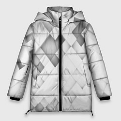 Куртка зимняя женская Серые кубы на белом, цвет: 3D-светло-серый