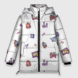 Куртка зимняя женская Паттерн - школа, цвет: 3D-светло-серый