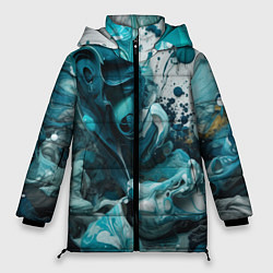 Женская зимняя куртка Абстрактные голубые брызги краски