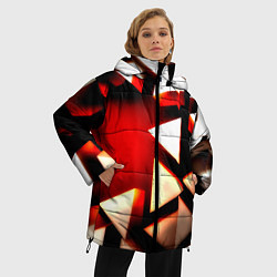 Куртка зимняя женская Плиты треугольники, цвет: 3D-красный — фото 2