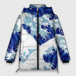 Женская зимняя куртка Японская графика - волна - паттерн