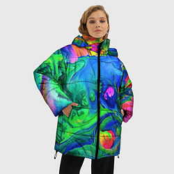 Куртка зимняя женская Яркие всплески краски - импрессионизм, цвет: 3D-светло-серый — фото 2