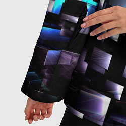 Куртка зимняя женская Неоновые кубы абстракция, цвет: 3D-красный — фото 2