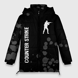 Женская зимняя куртка Counter Strike glitch на темном фоне: надпись, сим