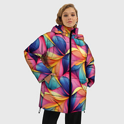 Куртка зимняя женская Абстрактные цветы в узоре, цвет: 3D-черный — фото 2