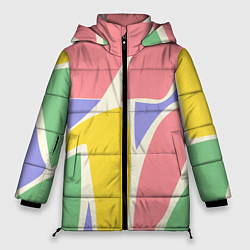 Куртка зимняя женская Абстрактные разноцветные фигуры, цвет: 3D-черный