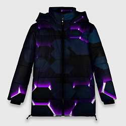 Куртка зимняя женская Неоновые соты с подсветкой, цвет: 3D-черный