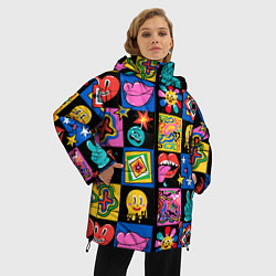 Куртка зимняя женская Funny cartoon characters, цвет: 3D-светло-серый — фото 2