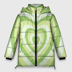 Женская зимняя куртка Зеленые сердца - индикид паттерн