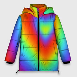Куртка зимняя женская Сердце - радужный градиент, цвет: 3D-черный