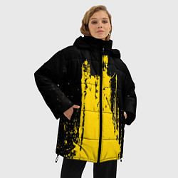 Куртка зимняя женская Фонтан бурлящей желтой краски, цвет: 3D-черный — фото 2