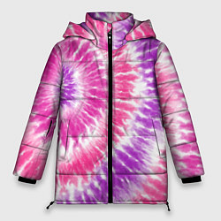 Женская зимняя куртка Тай-дай розовый с фиолетовым