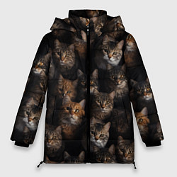 Куртка зимняя женская Паттерн из котов, цвет: 3D-светло-серый