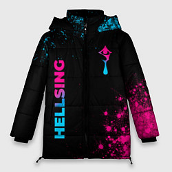 Женская зимняя куртка Hellsing - neon gradient: надпись, символ