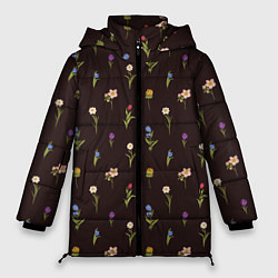Женская зимняя куртка Узор из весенних цветов