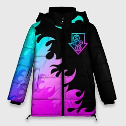 Куртка зимняя женская System of a Down неоновый огонь, цвет: 3D-черный