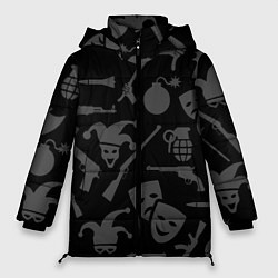 Куртка зимняя женская Маски Джокера и оружие, цвет: 3D-черный
