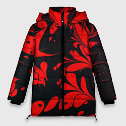Куртка зимняя женская Красно-черный узор, цвет: 3D-черный