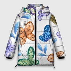 Куртка зимняя женская Стая водных бабочек, цвет: 3D-красный