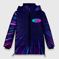 Куртка зимняя женская Ford neon speed lines, цвет: 3D-черный