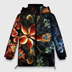 Куртка зимняя женская Абстрактные цветы, цвет: 3D-черный