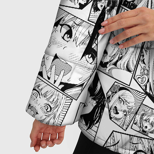 Женская зимняя куртка Anime hentai ahegao / 3D-Светло-серый – фото 5