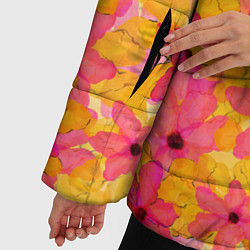 Куртка зимняя женская Полупрозрачный цветочный паттерн, цвет: 3D-черный — фото 2