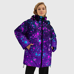 Куртка зимняя женская Брызги чернил с неоновым свечением, цвет: 3D-светло-серый — фото 2