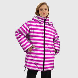 Куртка зимняя женская Ярко-розовые полосы, цвет: 3D-красный — фото 2