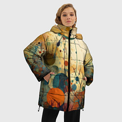 Куртка зимняя женская Абстрактная гранжевая композиция с пятнами: арт не, цвет: 3D-черный — фото 2